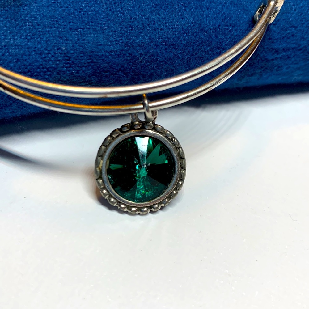 3/$20 Alex and Ani green simulated emerald stone May birthstone bracelet